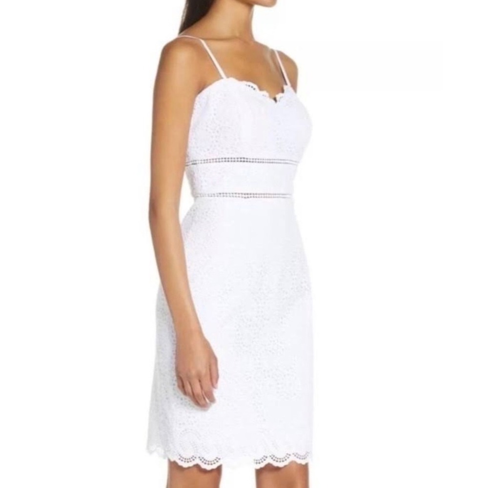 Lilly Pulitzer Jaida Sweetheart Dress in Resort White Sand Dollar Eyelet 14